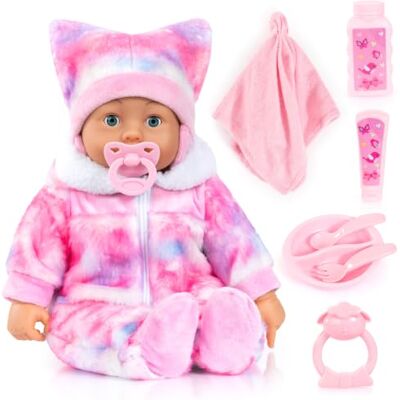 Bayer Design Bambolina interaktiv babydocka, talande docka, 24 babyljud sömniga ögon, mjuk kropp, 46 cm, med många tillbehör Bayer Design Bambolina interaktiv babydocka, talande docka, 24 babyljud sömniga ögon, mjuk kropp, 46 cm, med många tillbehör