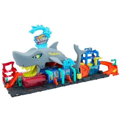 Hot Wheels City ”Let’s Race” Netflix banset för leksaksbilar, hajbiltvätt med leksaksbil i skala 1:64 och färgförändringsfunktion som går att upprepa många gånger, förvaring, HTN82 Hot Wheels City ”Let’s Race” Netflix banset för leksaksbilar, hajbiltvätt med leksaksbil i skala 1:64 och färgförändringsfunktion som går att upprepa många gånger, förvaring, HTN82