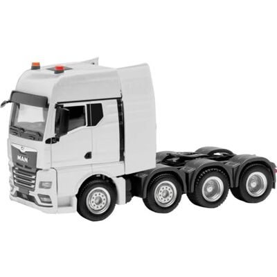 Herpa lastbilsmodell MAN TGX GX tung traktor 4-axlad (luftfjädrad, 8x4), vit, dragbil med kran och bakre stöd, miniatyr i skala 1:87, samlarföremål, tillverkad i Tyskland, plastmodell Herpa lastbilsmodell MAN TGX GX tung traktor 4-axlad (luftfjädrad, 8x4), vit, dragbil med kran och bakre stöd, miniatyr i skala 1:87, samlarföremål, tillverkad i Tyskland, plastmodell