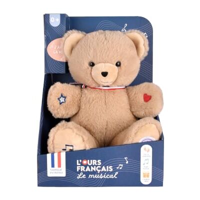 Doudou et Compagnie Franska Bear Musical Bear Tam Tam Beige 30 cm från födseln FR8028 Tillverkad i Frankrike musikalisk plysch att gosa, ljud till tassar, rytmisk melodi, trefärgat band Doudou et Compagnie Franska Bear Musical Bear Tam Tam Beige 30 cm från födseln FR8028 Tillverkad i Frankrike musikalisk plysch att gosa, ljud till tassar, rytmisk melodi, trefärgat band