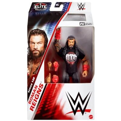 Mattel WWE Elite-actionfigur och tillbehör i serie nr 120, Roman Reigns-samlarfigur på 15cm med 25 rörliga leder och utbytbara händer, JCJ30 Mattel WWE Elite-actionfigur och tillbehör i serie nr 120, Roman Reigns-samlarfigur på 15cm med 25 rörliga leder och utbytbara händer, JCJ30