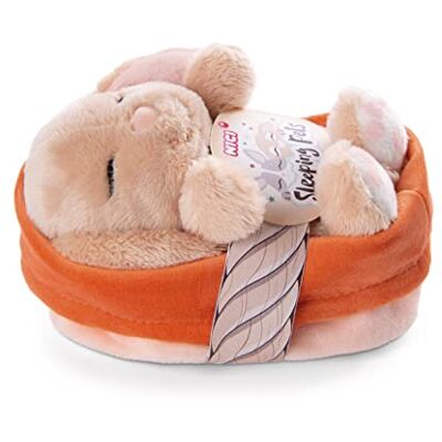 NICI Sovande mjukiskanin karamell i träkorg 12cm NICI Sovande mjukiskanin karamell i träkorg 12cm