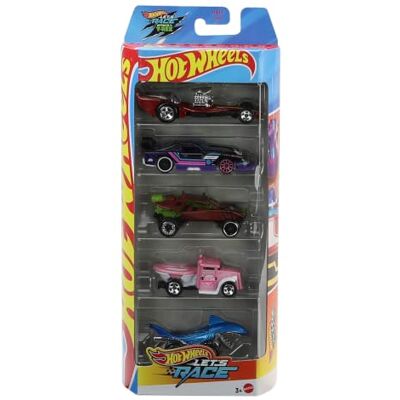 Hot Wheels Let’s Race 5-pack leksaksbilar och lastbilar Set med 5 pressgjutna fordon i skala 1:64 från Netflix animerade serie, för lek eller visning, JLN13 Hot Wheels Let’s Race 5-pack leksaksbilar och lastbilar Set med 5 pressgjutna fordon i skala 1:64 från Netflix animerade serie, för lek eller visning, JLN13