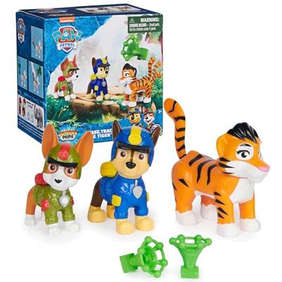 PAW PATROL Jungle Pups, Chase, Tracker & Tiger ledade figurer med projektilskjutare, leksaker för pojkar och flickor från 3 år PAW PATROL Jungle Pups, Chase, Tracker & Tiger ledade figurer med projektilskjutare, leksaker för pojkar och flickor från 3 år