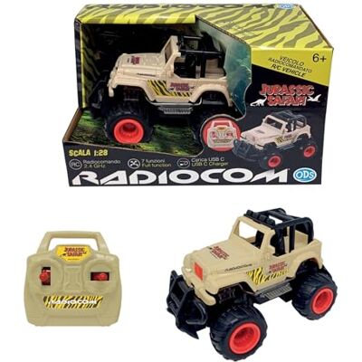 Radiocom Jurassic Safari Auto RC sc. 1:28 RC 2,4 Ghz, offroad, 7-funktionshjul med dödlig USB-C-laddning Radiocom Jurassic Safari Auto RC sc. 1:28 RC 2,4 Ghz, offroad, 7-funktionshjul med dödlig USB-C-laddning