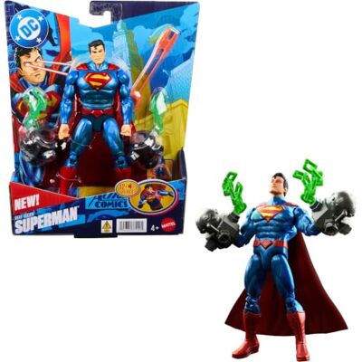 Mattel DC Premier 16,5 cm Heat Vision Superman-figur, kedjesprängande action, värmeseende-ljuseffekter, ställbar, 10 ljud och ljus, JMP85 Mattel DC Premier 16,5 cm Heat Vision Superman-figur, kedjesprängande action, värmeseende-ljuseffekter, ställbar, 10 ljud och ljus, JMP85