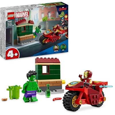 Lego Marvel Iron Man med motorcykel och Hulk, Byggleksak med superhjältar för barn, Samlarobjekt med fordon och minifigurer, Present till pojkar och flickor från 4 år 76287 Lego Marvel Iron Man med motorcykel och Hulk, Byggleksak med superhjältar för barn, Samlarobjekt med fordon och minifigurer, Present till pojkar och flickor från 4 år 76287