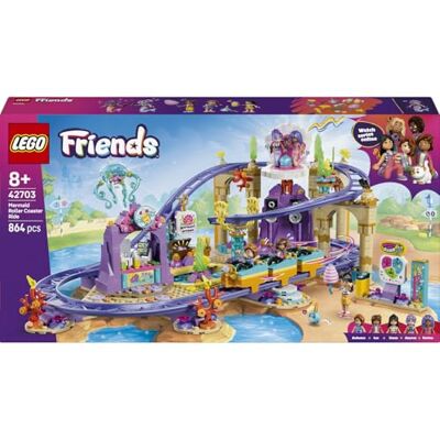 Lego Friends Bergochdalbana med sjöjungfrutema 42703 Leksak för barn från 8 år, byggset med tivolitema, 5 minidockor, bubbeltestånd och pool, present, 864 delar Lego Friends Bergochdalbana med sjöjungfrutema 42703 Leksak för barn från 8 år, byggset med tivolitema, 5 minidockor, bubbeltestånd och pool, present, 864 delar