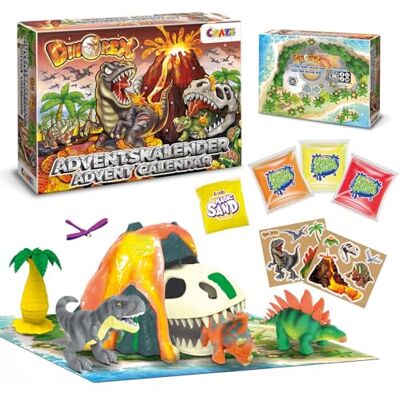 CRAZE DINOREX Leksaksadventskalender barn pojke – dino-adventskalender med dinosauriefigur, lekset med vulkan och lava CRAZE DINOREX Leksaksadventskalender barn pojke – dino-adventskalender med dinosauriefigur, lekset med vulkan och lava