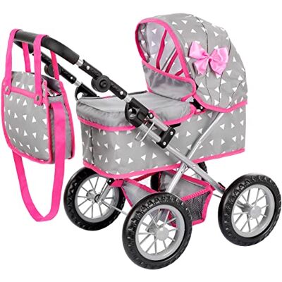 Kinderplay dockvagn med stort badkar – höjdjusterbart handtag 33–63 cm – för dockor upp till 41 cm – lätt dockvagn för barn från 3 år – tysta skumhjul Kinderplay dockvagn med stort badkar – höjdjusterbart handtag 33–63 cm – för dockor upp till 41 cm – lätt dockvagn för barn från 3 år – tysta skumhjul