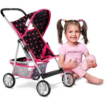 Kinderplay Dockvagn, leksaksvagn barnvagn för dockor för babydocka, 56 cm handtag, med mjukt grepp, lätt och stabil konstruktion, barnvagn, KP0280R Kinderplay Dockvagn, leksaksvagn barnvagn för dockor för babydocka, 56 cm handtag, med mjukt grepp, lätt och stabil konstruktion, barnvagn, KP0280R