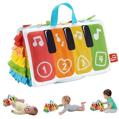 Fisher-Price -musikleksak för baby, Kick & Play Mjukt piano för lek på mage, med ljus och musik för nyfödd till småbarn, HND54 Fisher-Price -musikleksak för baby, Kick & Play Mjukt piano för lek på mage, med ljus och musik för nyfödd till småbarn, HND54