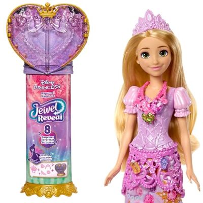 Mattel Disney Princess Rapunzel-modedocka och tillbehör med 8 överraskningar, inklusive låda med hjärtjuvel, ring för barn och 9 lekdelar, inspirerade av filmen, JLK28 Mattel Disney Princess Rapunzel-modedocka och tillbehör med 8 överraskningar, inklusive låda med hjärtjuvel, ring för barn och 9 lekdelar, inspirerade av filmen, JLK28