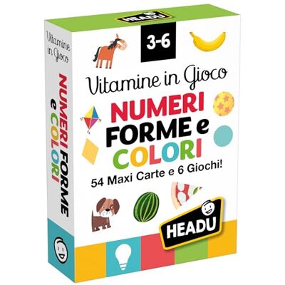 Headu Vitaminkort i spel siffror, former och färger 54 maxi kort och 6 spel Illustrerade kort för att lära sig räkna, jämföra och klassificera, pedagogiskt spel för barn 3–6 år, presentidé Headu Vitaminkort i spel siffror, former och färger 54 maxi kort och 6 spel Illustrerade kort för att lära sig räkna, jämföra och klassificera, pedagogiskt spel för barn 3–6 år, presentidé