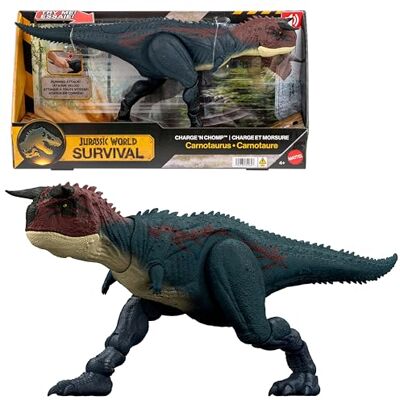 Mattel Jurassic World-dinosaurieactionfigur, Carnotaurus med rytande ljud som kan springa och hugga, Charge N Chomp, digital lek, JKG85 Mattel Jurassic World-dinosaurieactionfigur, Carnotaurus med rytande ljud som kan springa och hugga, Charge N Chomp, digital lek, JKG85