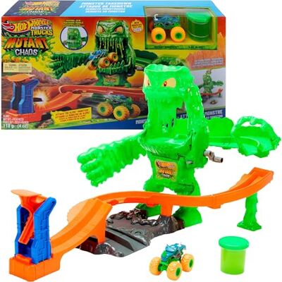 Hot Wheels Monster Trucks Mutant Monster Takedown & Rhinomite Leksaksset med monstertrucken Mutant Rhinomite i skala 1:64 och 113 g återanvändbart slime, JMW71 Hot Wheels Monster Trucks Mutant Monster Takedown & Rhinomite Leksaksset med monstertrucken Mutant Rhinomite i skala 1:64 och 113 g återanvändbart slime, JMW71