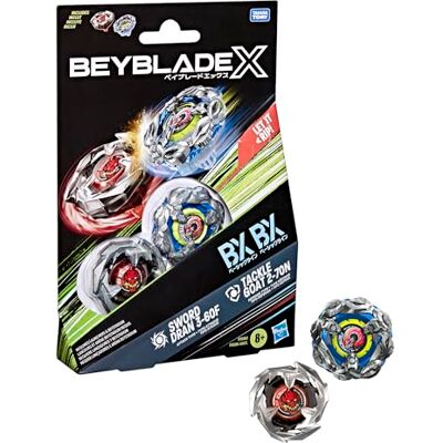Hasbro Beyblade X Tackle Goat 2-70N och Sword Dran 3-60F-dubbelpaketset Hasbro Beyblade X Tackle Goat 2-70N och Sword Dran 3-60F-dubbelpaketset