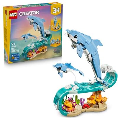 Lego Creator 3-i-1 Havsdjur: vackra delfiner – Djurfigurer – Byggset med 3 alternativ: delfiner, sjöhäst och krabba – Byggleksak för barn från 9 år – Present till flickor och pojkar – 31385 Lego Creator 3-i-1 Havsdjur: vackra delfiner – Djurfigurer – Byggset med 3 alternativ: delfiner, sjöhäst och krabba – Byggleksak för barn från 9 år – Present till flickor och pojkar – 31385