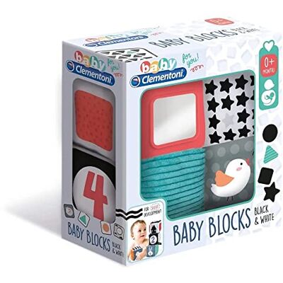 Clementoni – Baby svartvita kuber för småbarn, 4 mjuka block för nyfödd baby sensorisk utveckling, perfekt för tidigt lärande och motoriska färdigheter, säker och hållbar babyleksak (0+ månader) Clementoni – Baby svartvita kuber för småbarn, 4 mjuka block för nyfödd baby sensorisk utveckling, perfekt för tidigt lärande och motoriska färdigheter, säker och hållbar babyleksak (0+ månader)