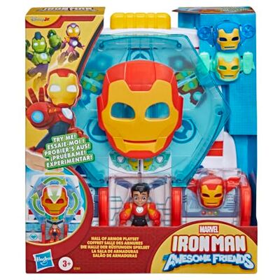 Marvel Serien s Iron Man and his Awesome Friends på Disney Jr., Hall of Armor-lekset, actionfigur på 7,6 cm med tillbehör, superhjälteleksaker, från 3 år Marvel Serien s Iron Man and his Awesome Friends på Disney Jr., Hall of Armor-lekset, actionfigur på 7,6 cm med tillbehör, superhjälteleksaker, från 3 år
