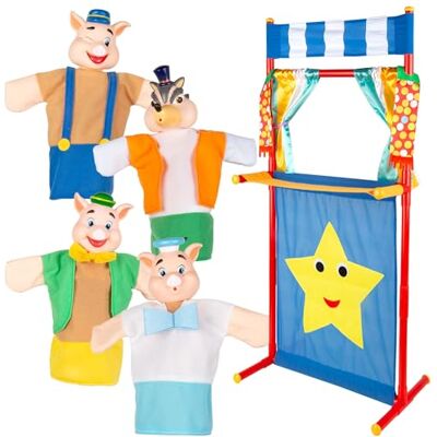 COLORBABY Cucu Show Dockteater-set 25 cm De tre små grisarna, 4 dockor berättelsekaraktärer, mjukt och säkert material, barnleksaker, för gruppspel, familjetid (39169) COLORBABY Cucu Show Dockteater-set 25 cm De tre små grisarna, 4 dockor berättelsekaraktärer, mjukt och säkert material, barnleksaker, för gruppspel, familjetid (39169)