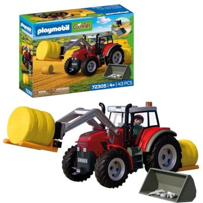 Playmobil Country Stor traktor med höbalar Kraftfull traktor med frontlastare, runda bollar och verktygssats För barn från 4 år 72305 Playmobil Country Stor traktor med höbalar Kraftfull traktor med frontlastare, runda bollar och verktygssats För barn från 4 år 72305
