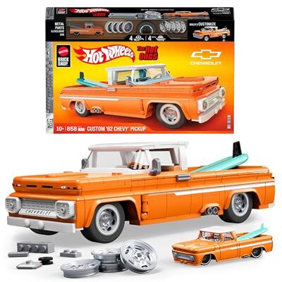 Mattel Hot Wheels Elite Series-byggset, Custom ’62 Chevy Pickup med 858 delar, realistiska detaljer och anpassade dekaler, för vuxna samlare och barn från 10 år, JFT20 Mattel Hot Wheels Elite Series-byggset, Custom ’62 Chevy Pickup med 858 delar, realistiska detaljer och anpassade dekaler, för vuxna samlare och barn från 10 år, JFT20