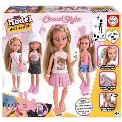 Educa My Model Doll Design Casual Modedesignkit för ledad docka Skapa dina egna kläder och frisyrer Hantverk för barn från 6 år (20652) Educa My Model Doll Design Casual Modedesignkit för ledad docka Skapa dina egna kläder och frisyrer Hantverk för barn från 6 år (20652)