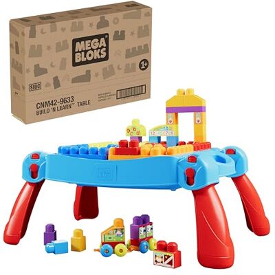 MEGA BLOKS First Builders Build 'n Learn byggbord, blå Bärbart aktivitetsbord, 30 delar, inbyggd förvaring, 1+, lätt att bygga, CNM42 MEGA BLOKS First Builders Build 'n Learn byggbord, blå Bärbart aktivitetsbord, 30 delar, inbyggd förvaring, 1+, lätt att bygga, CNM42
