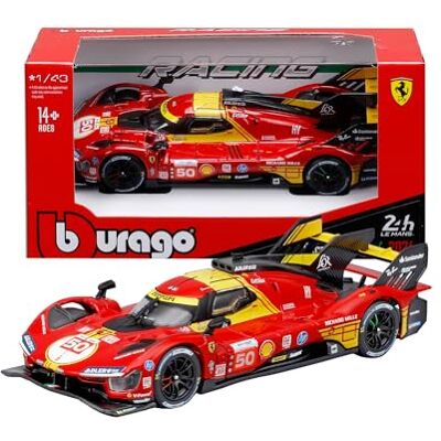 Bburago Ferrari 499P Winner 2024#50, Diecast-bil i skala 1:43, detaljerad replika av vinnaren av 24-timmarsloppet i Le Mans, officiell Ferrari-licens, rekommenderad ålder 14+ år Bburago Ferrari 499P Winner 2024#50, Diecast-bil i skala 1:43, detaljerad replika av vinnaren av 24-timmarsloppet i Le Mans, officiell Ferrari-licens, rekommenderad ålder 14+ år