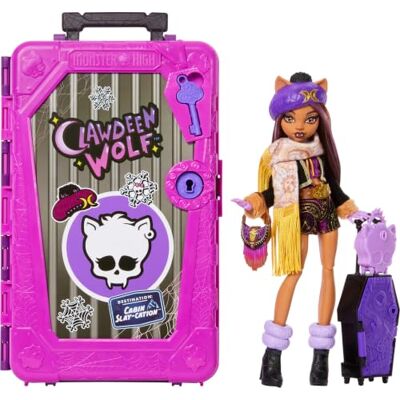 Monster High Skulltimate Secrets Clawdeen Wolf dockset Destination: Cabin Slay-cation uppackningsset med resväska och 19+ överraskningar som kläder och tillbehör, JMG65 Monster High Skulltimate Secrets Clawdeen Wolf dockset Destination: Cabin Slay-cation uppackningsset med resväska och 19+ överraskningar som kläder och tillbehör, JMG65