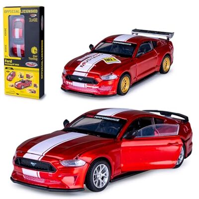 JAMARA 402609 Ford Mustang GT Diecast 1:42 – modellbil leksak, barnbil, modell minifordon, presentidé barn, öppna dörrar manuellt, inställning JAMARA 402609 Ford Mustang GT Diecast 1:42 – modellbil leksak, barnbil, modell minifordon, presentidé barn, öppna dörrar manuellt, inställning