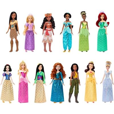 Mattel Disney Princess Ultimat prinsesskollektion med 13 modedockor i glittrande kläder och accessoarer, ställbar, inspirerad av filmer, JFC43 Mattel Disney Princess Ultimat prinsesskollektion med 13 modedockor i glittrande kläder och accessoarer, ställbar, inspirerad av filmer, JFC43