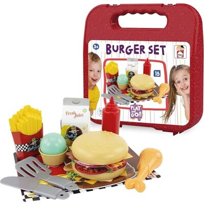 Chicos Pojkar Burger portfölj. Innehåller 15 leksakstillbehör för att förbereda och laga rika hamburgare barn 3 4 5 år (87104) Chicos Pojkar Burger portfölj. Innehåller 15 leksakstillbehör för att förbereda och laga rika hamburgare barn 3 4 5 år (87104)