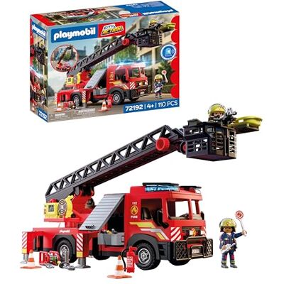 Playmobil City Action Brandkår stege fordon Enhetsfordon med 63 cm stege, ljus och ljud, räddningsutrustning och massor av tillbehör För barn från 4 år 72192 Playmobil City Action Brandkår stege fordon Enhetsfordon med 63 cm stege, ljus och ljud, räddningsutrustning och massor av tillbehör För barn från 4 år 72192