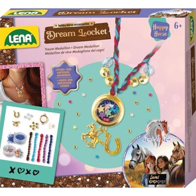 Lena pysselset Happy Horse Dream Locket – DIY-smyckesset med medaljongkedja, hästhängsmycke, paljetter för fyllning och shaker-effekt, flicksmyckesset för barn från 6 år Lena pysselset Happy Horse Dream Locket – DIY-smyckesset med medaljongkedja, hästhängsmycke, paljetter för fyllning och shaker-effekt, flicksmyckesset för barn från 6 år