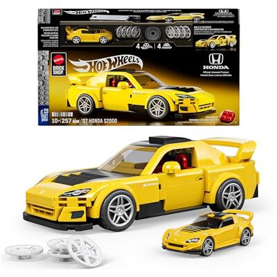 Mattel Brick Shop Hot Wheels Speed Series '07 Honda S2000 byggset 257 delar, realistiska detaljer, egna dekaler, metallbil i skala 1:64, presentidéer från 10 år, JFR88 Mattel Brick Shop Hot Wheels Speed Series '07 Honda S2000 byggset 257 delar, realistiska detaljer, egna dekaler, metallbil i skala 1:64, presentidéer från 10 år, JFR88