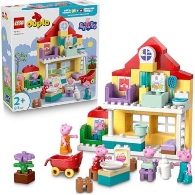 Lego Greta Gris Familjevilla Byggset – Pedagogiska leksaker med Greta Gris för fantasifull lek – Present till små barn från 2 år – Leksetet med 5 minifigurer av hela familjen – 10467 Lego Greta Gris Familjevilla Byggset – Pedagogiska leksaker med Greta Gris för fantasifull lek – Present till små barn från 2 år – Leksetet med 5 minifigurer av hela familjen – 10467