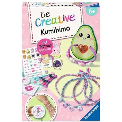 Ravensburger BeCreative Kumihimo & Tattoos Kawaii hantverkssats för barn från 6 år och uppåt, flätande vänskapsarmband för flickor och pojkar 12028011 Ravensburger BeCreative Kumihimo & Tattoos Kawaii hantverkssats för barn från 6 år och uppåt, flätande vänskapsarmband för flickor och pojkar 12028011