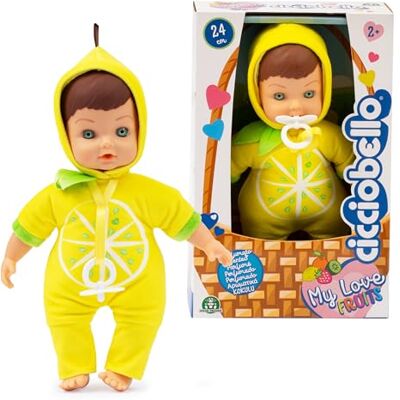 Cicciobello My Love Fruits mjuk docka med citrontema, doftande docka, 24 cm hög, napp ingår, för pojkar och flickor från 2 år Cicciobello My Love Fruits mjuk docka med citrontema, doftande docka, 24 cm hög, napp ingår, för pojkar och flickor från 2 år