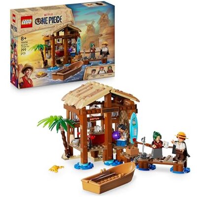 Lego ONE PIECE Hydda i Väderkvarnsbyn Byggset, Piratleksak med rollekar för barn, Rumsdekration för animefans, Lekset med butik, båt och minifigurer av Luffy, Shanks och Makino 75636 Lego ONE PIECE Hydda i Väderkvarnsbyn Byggset, Piratleksak med rollekar för barn, Rumsdekration för animefans, Lekset med butik, båt och minifigurer av Luffy, Shanks och Makino 75636