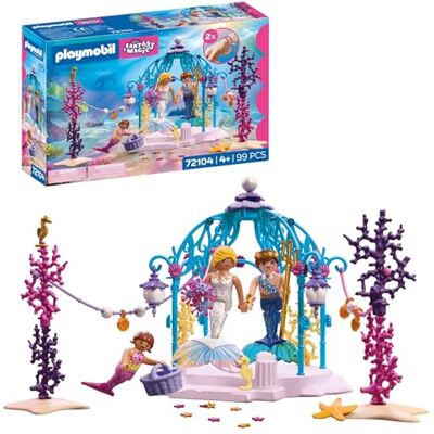 Playmobil Fantasy & Magic Undervattensbröllop Sjöjungfrupaviljong med lysande lyktor Sjöjungfruleksak för barn från 4 år 72104 Playmobil Fantasy & Magic Undervattensbröllop Sjöjungfrupaviljong med lysande lyktor Sjöjungfruleksak för barn från 4 år 72104
