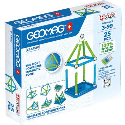 Geomag Classic 25 Pieces- Magnetic Construction for Children Green Collection 100 Percent Recycled Plastic Educational Toys Geomag Classic 25 Pieces- Magnetic Construction for Children Green Collection 100 Percent Recycled Plastic Educational Toys
