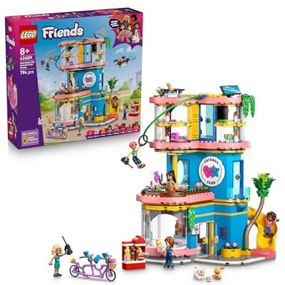 Lego Friends Vännernas klubbhus i Heartlake City – Byggset med 5 minidockor, katt, geckoödla, kanin – Leksak för barn med zipline, rutschkana och kök – Present för flickor och pojkar från 8 år – 42689 Lego Friends Vännernas klubbhus i Heartlake City – Byggset med 5 minidockor, katt, geckoödla, kanin – Leksak för barn med zipline, rutschkana och kök – Present för flickor och pojkar från 8 år – 42689