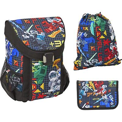 BBM LEGO Bags skolväskor-set EASY, 3 delar, rankor endast 790 g, skolset med LEGO NINJAGO Prime Empire-motiv, bokväska ca 39 x 29 x 22 cm, 18 liter, set med fyllt pennfodral och sportväska BBM LEGO Bags skolväskor-set EASY, 3 delar, rankor endast 790 g, skolset med LEGO NINJAGO Prime Empire-motiv, bokväska ca 39 x 29 x 22 cm, 18 liter, set med fyllt pennfodral och sportväska