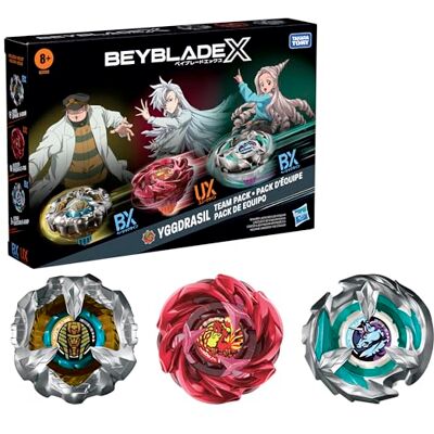 Hasbro Beyblade X Yggdrasil Team-paket, innehåller 3 Takara Tomy-snurror, leksakssnurra för kamp, från 8 år Hasbro Beyblade X Yggdrasil Team-paket, innehåller 3 Takara Tomy-snurror, leksakssnurra för kamp, från 8 år