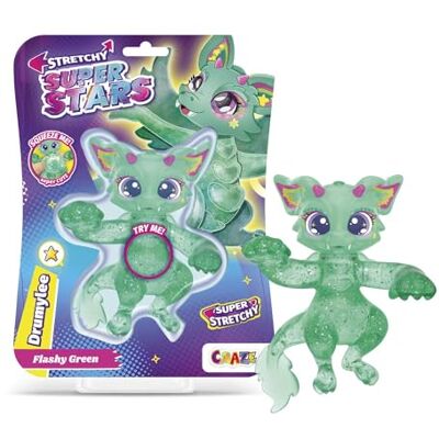 STRETCHY SUPERSTARS CRAZE Superstars Stretchy Drumylee – Stretchig Samlarfigur med Grön Slime för Barn, Flashy Green, Jumbo, 6 att samla STRETCHY SUPERSTARS CRAZE Superstars Stretchy Drumylee – Stretchig Samlarfigur med Grön Slime för Barn, Flashy Green, Jumbo, 6 att samla