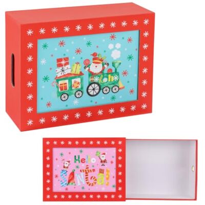 Idena Presentförpackning, magisk låda, växlande julmotiv 26 x 20 x 9 cm stor presentkartong, presentförpackning till jul, 30584 Idena Presentförpackning, magisk låda, växlande julmotiv 26 x 20 x 9 cm stor presentkartong, presentförpackning till jul, 30584