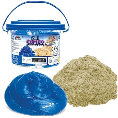Lexibook , 2-i-1 hink med sand och slime, CRSLIM7 2-i-1-hink: metallisk sand och slime, blå/beige Lexibook , 2-i-1 hink med sand och slime, CRSLIM7 2-i-1-hink: metallisk sand och slime, blå/beige