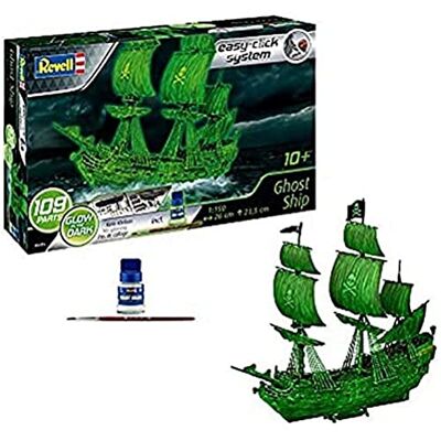 Revell 05435 spökskepp med nattljusfärg, piratskepp, modellbyggsats med easy-klick-system, 10 år till 99 år Revell 05435 spökskepp med nattljusfärg, piratskepp, modellbyggsats med easy-klick-system, 10 år till 99 år